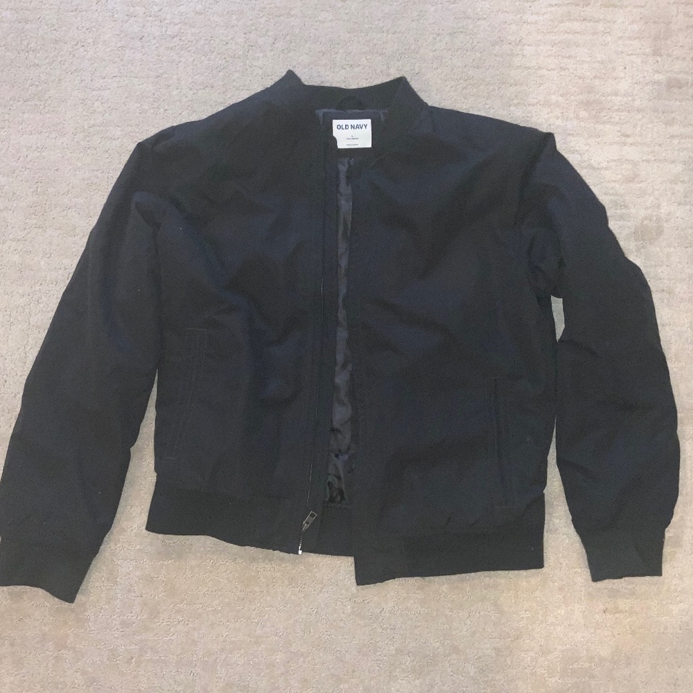 Men’s Full Zip Bomber Jacket Black Old Navy L